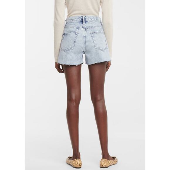 Frame Le Simone Richlake High-Rise Denim Shorts Sz 28" Chic Distressed Summer - Picture 2 of 9